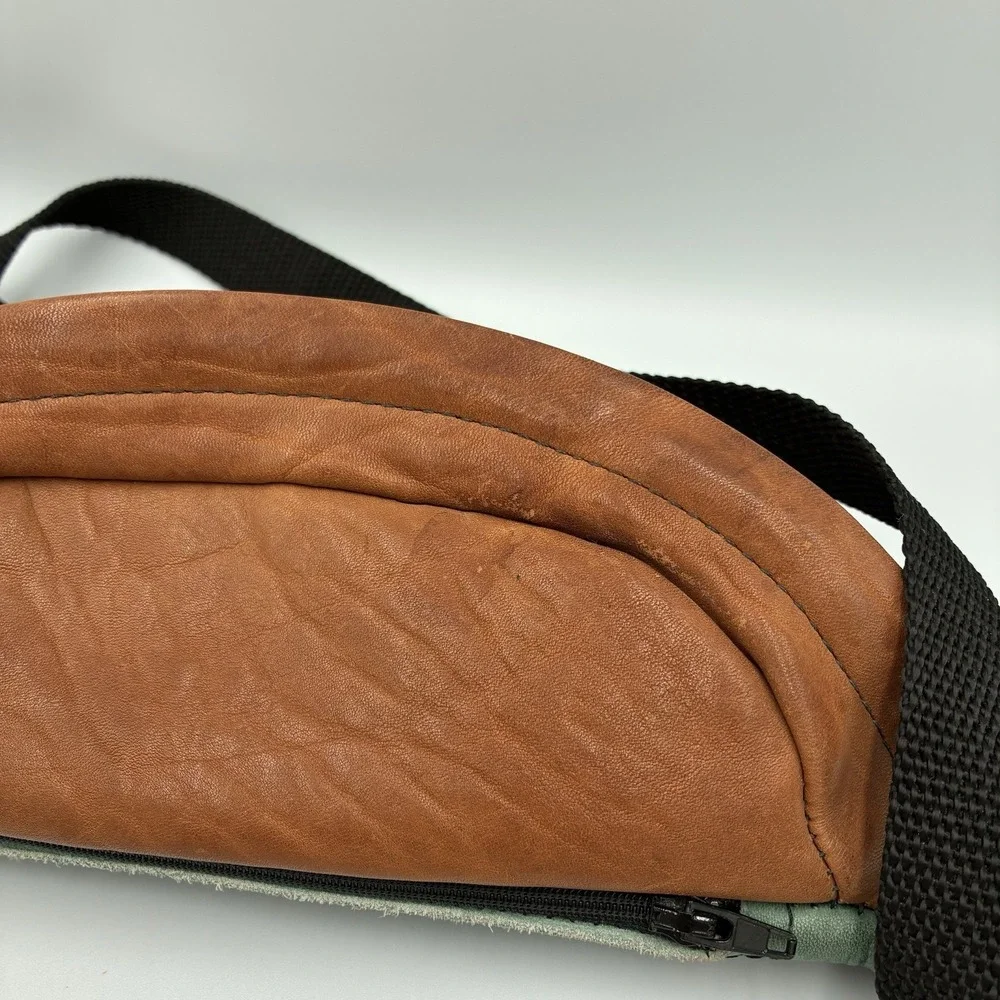 Vintage Leather Belt Bag Dragons‎ Colorblock Fanny Pack